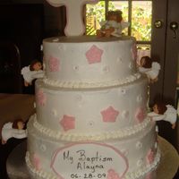 Baptism 3 tierButter-cream frostingFondant decorations