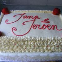 Fresh Strawberry Wedding Dinner Cake Fresh strawberry cake (3 layer), filled with whipped cream (with piping gel) & strawberry slices, thin layer of cream cheese frosting,...