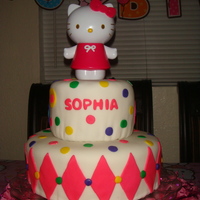 Hello Kitty Made this cake for my daughter's 4rd B-day. She loves Hello Kitty. All fondant, the Hello Kitty is a piggy bank.