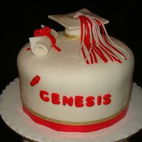 Graduation Cake Round 8 inch chocolate cake with cherry filling - all fondant.