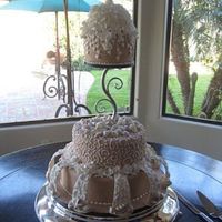 My First Wedding Cake This cake was done for a very good friend of mine, fondant, with royal, fondant and gumpaste decorations and white chocolate shells. TFL