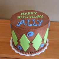 Allys 11Th Birthday 6 inch all chocolate cake! Green & blue fondant accents. Done for a girl who is not a girly girl and does NOT like pink.