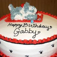 Husky Puppy On A Round Cake The puppy was supposed to be a dalmation but got changed at last minute. It was fun.