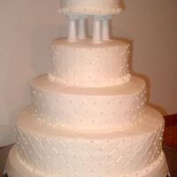 Wedding Cake I found a pic of the first wedding cake I made for my sister...before some one put that awful boquet of flowers on top.