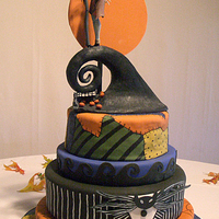 A Nightmare Wedding This was a spooky cake for a Halloween wedding based on The Nightmare Before Christmas. The tiers are covered with fondant, spiderwebs and...