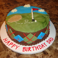 Golf Birthday 10 inch Chocolate with Chocolate Buttercream, all decor is fondant.