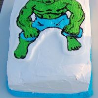 Hulk I used Rich's Bettercreme over a half chocolate half yellow cake (delicious) as well as for the picture. I used the Frozen Buttercreme...