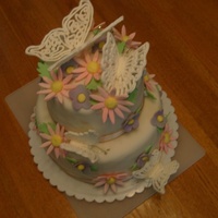 Butterflies And Flowers This was really a cake for a baby christening. I made the butterflies with royal icing. The flowers are all gum paste.