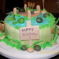 Fishing Off The Dock I got my inspiration from a fellow cake central member. I made this for my father which loves fishing. I mixed 50/50 MMF and gumpaste....