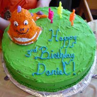 Dinosaur Party Cake Used many ideas here and Wilton's mini standup bear pan. Cake round was supposed to look like a "grassy" area w/o using...