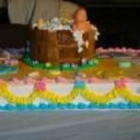 Baby Tub Cake is marble with cocholate. Tub and clothes are MMF fondant. I really enjoyed making this cake.