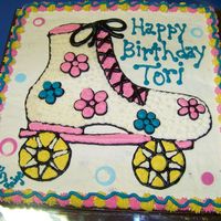 Roller Skate This was actually a double layer 16" square cookie that I decorated to look like a cake. It was for my cousin's party at a...