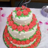 Roses, Roses, And More Roses This was a 3-tier cake for a friend of mine. Inspiration was from a CC contributor! I think there was 66 roses on this cake!!