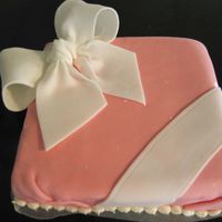 Pretty Pink Package This is the first cake I've attempted to do with fondant and only the second cake I've ever decorated. I made the fondant using...