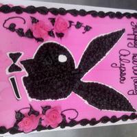 Playboy Bunny 1/2 sheet all buttercream. Freehand drawing