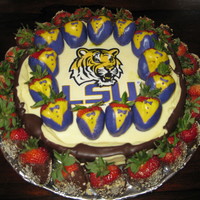 Lsu Cheesecake This was my first cheesecake! I'm so glad it did not crack. It was a hit at the wedding and everyone loved the LSU tux strawberries. I...