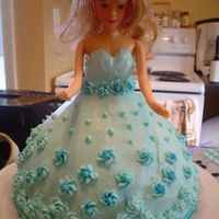 Blue Princess Cake Use Wilton Classic Wonder Mold. Royal icing flowers and beads, buttercream dress. Made for a friend's niece.