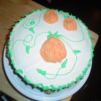 Pumpkin Cake Yellow cake with buttercream icing. Was in the mood to make a simple cake after my first decorating class. Im still trying to get down the...