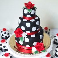 Red Rose And Dots Cake Victoria sponge cake filling with belgian milk chocolate ganaches and vanilla syrup