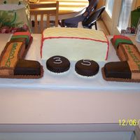 Hockey Birthday Goalie net, hockey sticks and pucks for twins turning 9. Turned out pretty good for never having seen anything hockey related!