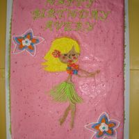 Hula Girl strawberry cake strawberry icing buttercream decorations