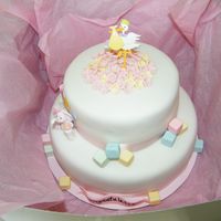 Baby Shower- Girl Cake This was my second attempt in two-tier after 2 years... came out pretty good, ribbon used for border, special scrapbooking stickers used...