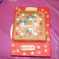 Scrabble Cake First time making this cake, red velvet with cream cheese filling (Paul Deen's recipe-yumm) ... cake was made for my encouraging...