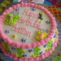 1St Birthday Granddaughter's first birthday....just a small strawberry cake with buttercream filling and frosting