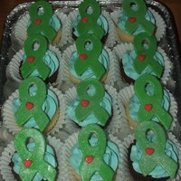 Awareness Ribbons Cupcakes made for organ donation awareness week. Friend wanted a little heart to represent her daughter, a heart transplant survivor.