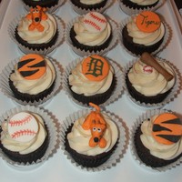 Detroit Tiger Cupcakes Mmf decorations. Used a black food writer as well.