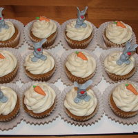 Bunny And Carrot Cupcakes Carrot Cupcakes with Cream cheese frosting. Fondant carrot and bunny