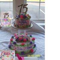 75Th Birthday Cake this is a 2tiered choc/white cake with buttercream icing