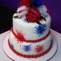 4Th Of July Chocolate tier and red velvet tier. Both have cream cheese frosting under MFF and filled with a bettercream/bavarian cream filling. This...