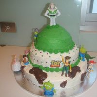 Toy Story Cake 3 teired cake, with Toy Story Characters, made for my son's 3rd Birthday