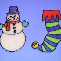 Christmas Cookies our try at a large snowman and stocking