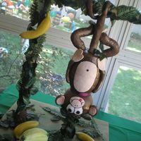 Monkey Business This cake was for a little 1 year old boy who loves bananas and loves to climb. The monkey was chocolate cake and the "banana smash...