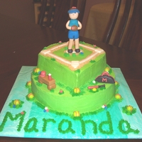 Softball Pitcher This was for a 9 year old girl that pitches on her softball team. Covered in icing, all other parts were made from fondant.
