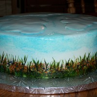 Painted Cake I painted this field of flowers on buttercream.