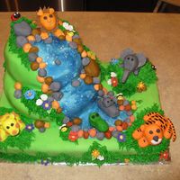 Jungle Themed Baby Shower I made this cake for a baby shower. The theme was jungle babies.
