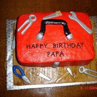 Toolbox Cake Made this for my friend's father's birthday. 3 layers of Chocolate Fudge cake with chocolate buttercream between layers. "...