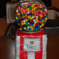 Gumball Machine Cake I made this cake using 4 square pound cakes with multi colored buttercream frosting in the layers. The globe on top is a fish bowl and itis...
