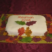 Family Reunion Cake that I made for my in-laws family reunion. This was my first time using fondant. My writing needs a little practice but over all I&#...
