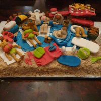 Pool Beach Cake Family Reunion Here is a beach/pool cake I did for a family reunion. The name means "from a pool" so that's why I wanted a pool cake and...
