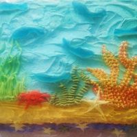 Ocean Cake second cake i ever made. I used gummy sharks