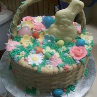 Easter Basket Peanut Butter Cake everything is edible except i used two plastic eggs (the large ones) both Jo Ann's and Micheal's were out of...