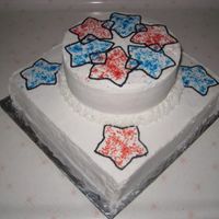 Fourth Of July Cake Simple 4th cake. White with red and blue sparkle stars.