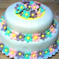 Floral Fondant Cake Our first attempt at fondant cake decorating.