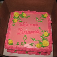 Pink And Yellow Roses baby shower cake