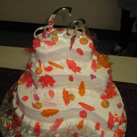 Leaves Are A Fallen This is the paisley shape, butter cream icing, leaves are made of gelatin (thanks cakeconnection.com), fondant pumpkins.