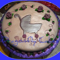 Carriage Baby Shower MMF made from strawberry marshmallows, color flow carriage, ribbon roses..